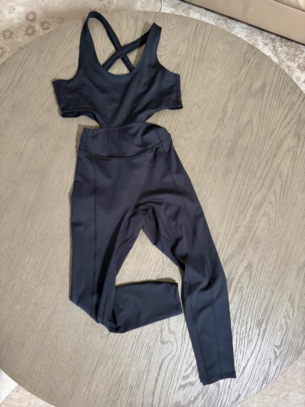 Free People Black Cross-Back Active Jumpsuit